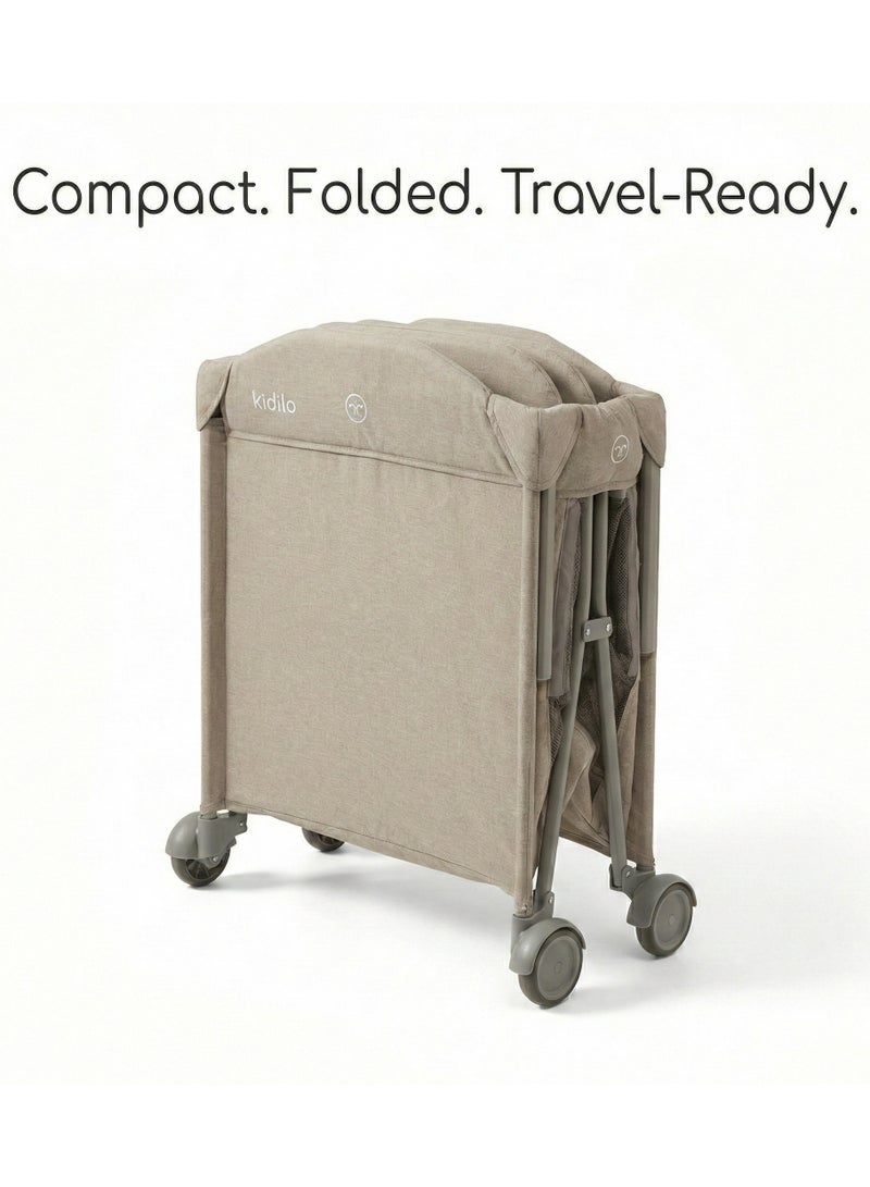 كيديليو سرير أطفال كيديلو المحمول مع خاصية الهزّ | قابل للطي بعجلات وجوانب شبكية - Image 3